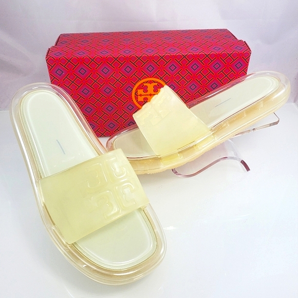 NWT$188 Tory Burch Bubble Jelly Pool Slide Sandals in Ivory Sz 8 - Picture 8 of 10